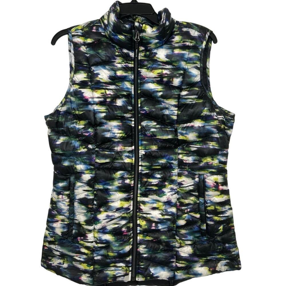 Tangerine Black Multi Color Duck Down Puffer Vest Large Outdoor Lightweight